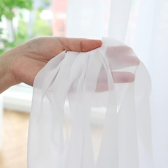Window White Sheer Curtains 108 Inches Long 2 Panels Sheer White Curtains Clear Curtains Basic Rod Pocket Panel Beige Grey Purple Pink 63 72 84 95 108 Inch Bedroom Children Living Room Yard Kitchen
