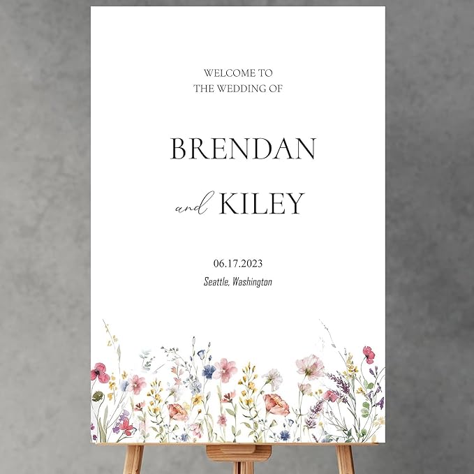 Spring Wildflower Wedding Welcome Signs, Welcome Sign Wedding, Customized Wedding Welcome Sign, Custom Wedding Welcome Sign