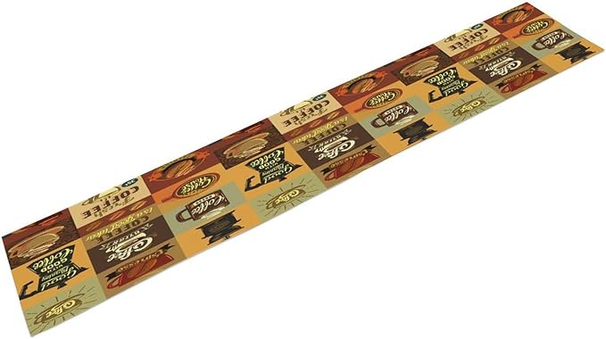 Coffee Table Runner,Vintage Style Coffee Beans Cups Theme Design Pattern Print Tablecloth Burlap for Hotel Indoors Outdoor Dining Room Kitchen Holiday Party, 13x60in