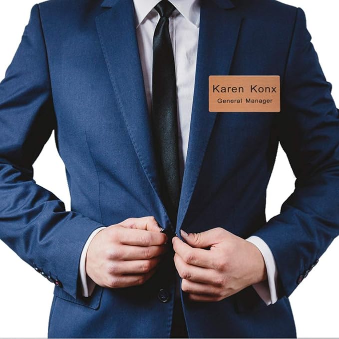 Custom Engraved Name Tag Badges – Personalized Identification ID Badge with Pin or Magnetic Backing (Bule/White, 1.5" x 3")