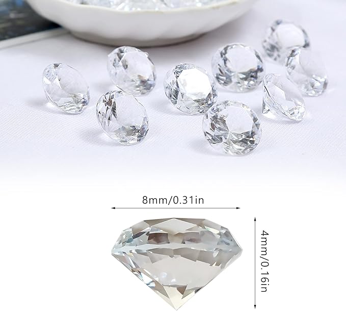 Fake Diamond, 3000PCS 8mm Clear Acrylic Diamonds Crystals Gems for Vase Fillers,Table Scatter, Party Favor, Wedding Decoration, Photography Props, DIY Crafts-8mm