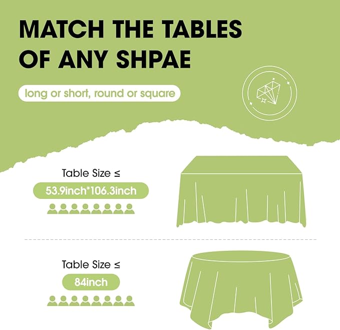 Pureegg Plastic Table Cloth Disposable 10 Pack, 84'' Round Table Cloths, Halloween Party Decorations, Summerween Decor, Halloween Tablecloths, Round, Plastic Cover, Leakproof & Sturdy, Black