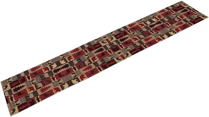 Retro Rustic Bear Table Runner, Wild Bear Cabin Pine Farmhouse Table Runner for Bedroom Kitchen Living Room Vintage Country Style Lodge 13x70 Inch