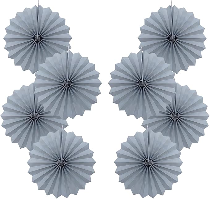 Gray Party Decorations,Wedding Decorations for Party Events Accessories,Anniversary Decorations,Birthday Decorations for Men,12in Hanging Paper Fans 30 Color DIY Set(Gray)