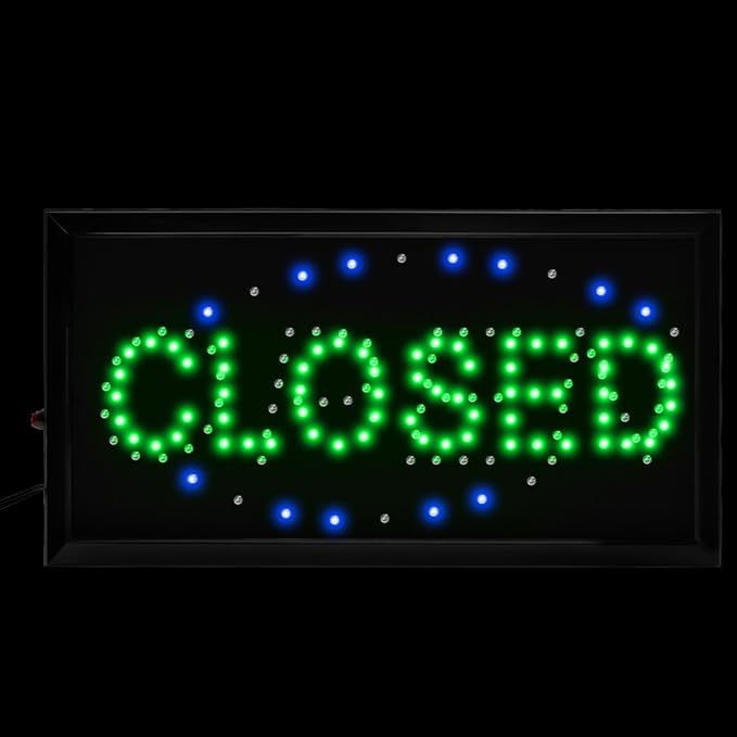 Boshen Led Open Signs Decor for Business Mart Shop Store Bar Cafe Barber ATM Now Open Sign Display On/Off Switch + Chain (2 in 1 Open Closed)