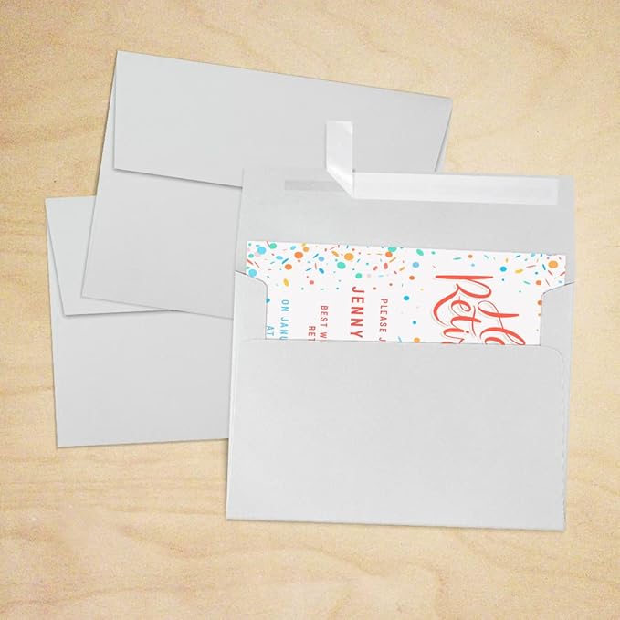 LUXPaper A7 Invitation Envelopes | Peel & Press | 5 1/4" x 7 1/4" | Gray | 80lb. Text | 100% Cotton | 1,000 Qty