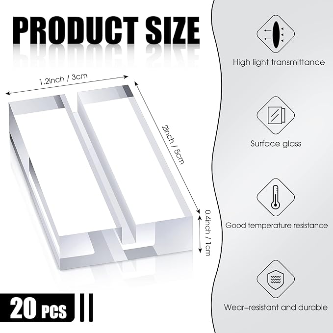 Blulu 20 Pieces Acrylic Place Card Holders 2 Inch Clear Stands Base with 3 mm Card Slot Numbers Display Table Sign for Wedding Exhibition Office Cafe Restaurant Photo Menu Meeting Table Decorations
