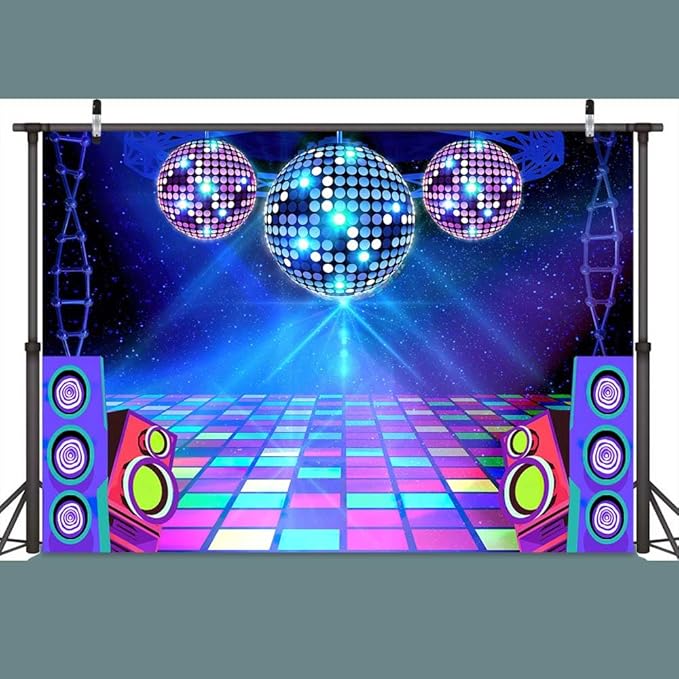 Disco Backdrop 7 x 5 ft Retro Glow Party 70s 80s 90s Theme Stage Dance Background Disco Party Decoration Disco Ball Banner Dance Backdrop for Birthday Party Prom Portrait Photo Props Polyester,Purple