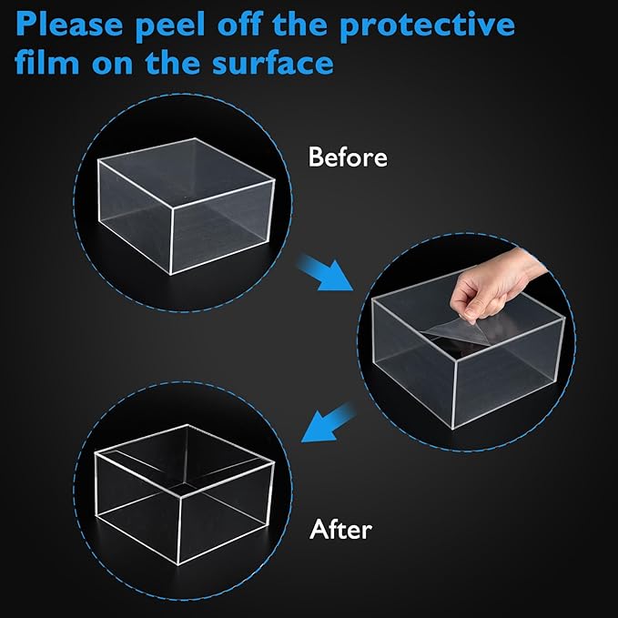 6Pcs Clear Buffet Risers Acrylic Boxes Display Food Risers for Buffet Table Platter Parties Weddings Catering Dessert Collectibles Figures Show ( 6''x7''x8'')
