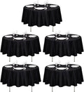 LTC LINENS 5 Pack 90 Inch Round Tablecloth Black - Wrinkle Resistant Round Table Cloth - Washable Polyester Fabric Table Cover for Party