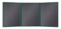 Goodsmart Pajco Style Restaurant Menu Covers – Pack of 10, Side-Load Fold-Out Menu Holders, Single Stitched Edge Clear Vinyl Menu Sleeves, Leatherette Trim Gold Corners, Green, 3 View (8.5" x 11")