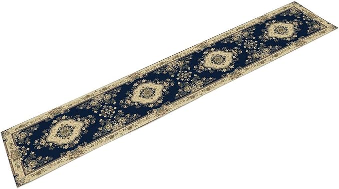 Vintage Elegant Farmhouse Table Runner Blue Beige Flower for Home Farmhouse Kitchen Table Dining Coffee Room Garden Party Wedding Decor 13x60in