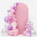 LEBENGURU Upgraded 5FT Wedding Arch Cover, Dusty Pink Spandex Fitted Arch Backdrop Cover, Round Top Chiara Stand Covers for Birthday Party Baby Shower Banquet Balloon Décor