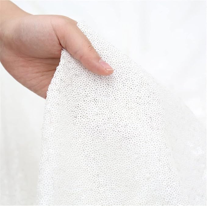 Poise3EHome White Sequin Backdrop Curtain,4 Panels 2FTx8FT Glitter Background for Party Birthday Party Baby Shower Wedding Christmas Thanksgiving Halloween Holiday Festival Decor
