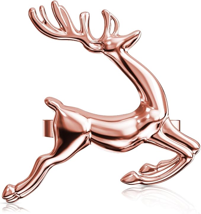 ZeeDix Set of 12 Rose Gold Elk Chic Napkin Rings for Christmas Dinning Table Setting-Wedding Receptions, Christmas, Thanksgiving and Home Kitchen for Casual or Formal