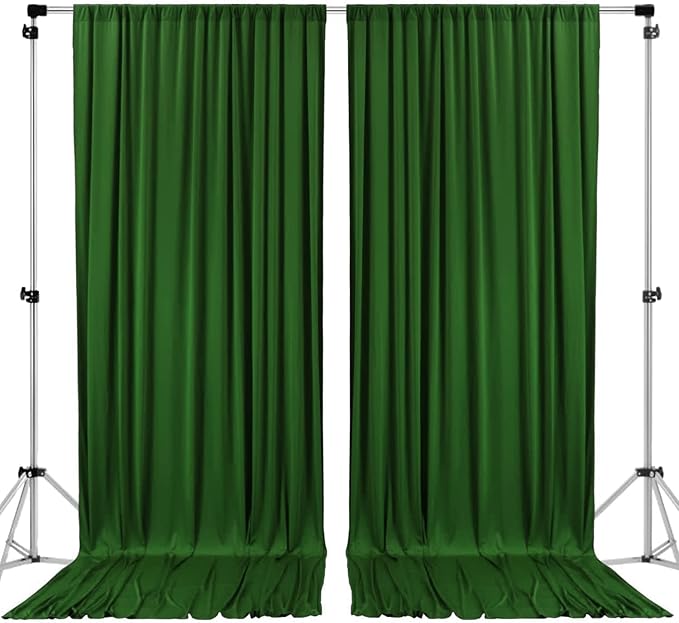 AK TRADING CO. 10 feet x 10 feet Valley Green Polyester Backdrop Drapes Curtains Panels with Rod Pockets - Wedding Ceremony Party Home Window Decorations