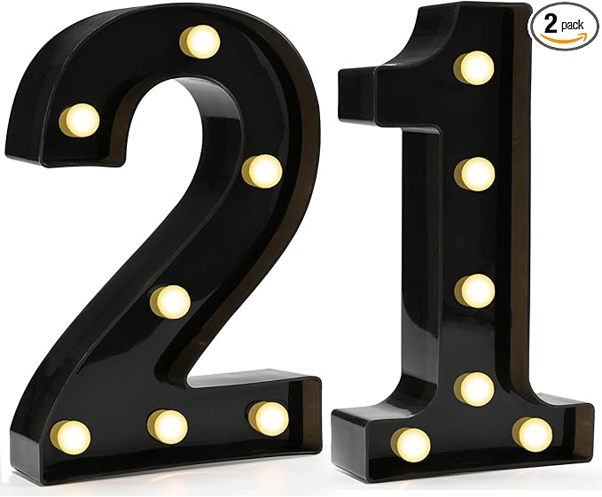 Pooqla 21st Birthday Decorations for Her Him, Light Up Number 21 for Party Table Decorations, 21st Birthday Gift for Women Men, Backdrop Wall Decor for 21st Wedding Anniversary Decoration