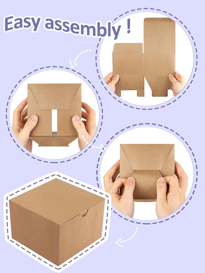 Eupako Brown Gift Boxes 5x5x3.5 25 Pack Kraft Paper Gift Boxes with Lids for Gifts, Crafting, Wedding, Birthday, Party, Cupcake