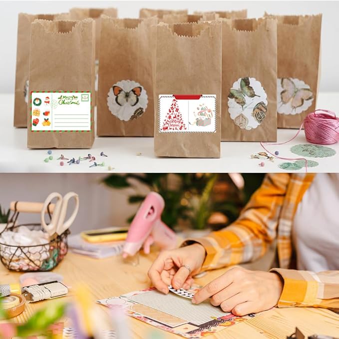 100-1000pcs Custom Stickers Merry Christmas Stickers Personalized Labels Adhesive Xmas Decorative Envelope Seals Stickers for Cards Gift Boxes (Round-6)