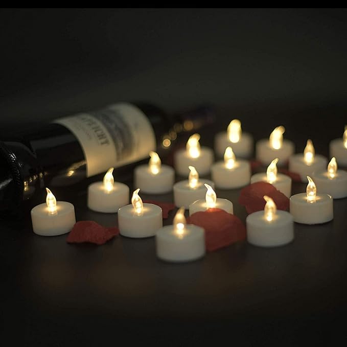 Nancia LED Tea Lights Candles- 12PACK Flameless Candles Realistic and Bright Flickering Long Lasting 200Hours for Holiday Celebration,Home Decoration Warm White