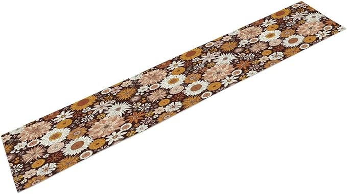 Boho Floral Table Runner, Vintage Country Farmhouse Daisy Flowers Modern Kitchen Dining Room Decoration for Indoor and Outdoor Wedding Party Banquet Table Runner 13x60 Inch