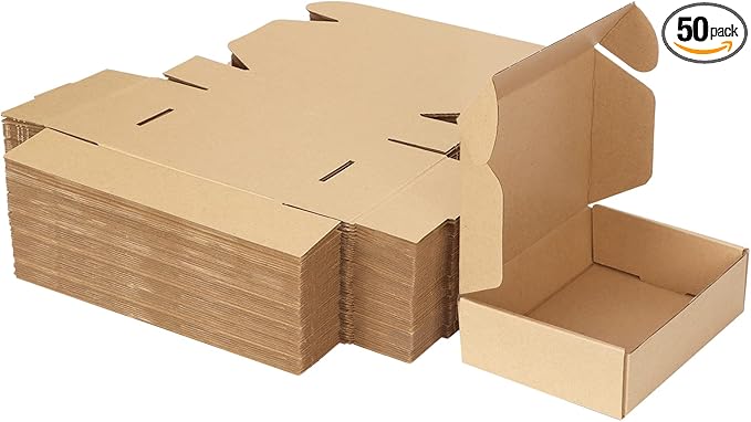 MEBRUDY 7x5x2 Inches Shipping Boxes Pack of 50, Small Corrugated Cardboard Box for Mailing Packing Literature Mailer