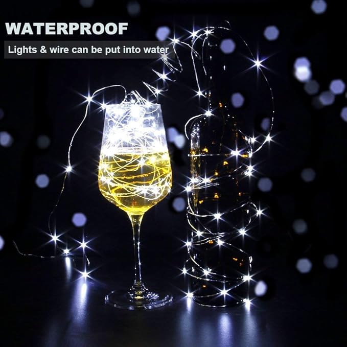 CYLAPEX Pack of 24 Cool White Fairy Lights String Battery Operated Fairy Lights, 3.3ft 20 LEDs Firefly Lights Silver Coated Copper Wire Lights for DIY Decor Christmas Decoration Costume