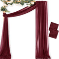 MLMC Burgundy Wedding Arch Draping Fabric 2 Panels 29" x 20 FT Extra Long Gauze Drapes Sheer Backdrop Curtains 6.6 Yards Outdoor Drapery Panels for Wedding Bridal Shower Party Ceiling Decoration