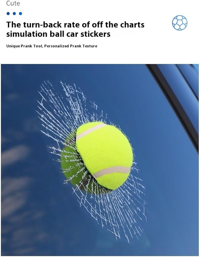 Car 3D elf Ball car Sticker, car Window Funny Creative Decorative Sticker(18cmx18cmx3cm) (White Football)