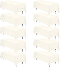 BRILLMAX 10 Pack Ivory Tablecloths 70 x 120 Inch for 6ft or 8ft Rectangle Tables - Rectangular Bulk Linen Polyester Fabric Washable Cloth Cover for Wedding Reception Banquet Birthday Party