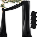MLMC Black Wedding Arch Draping Fabric 4 Panels 29" x 20 FT Extra Long Gauze Drapes Sheer Backdrop Curtains 6.6 Yards Outdoor Drapery Panels for Wedding Ceremony Party Ceiling Decoration