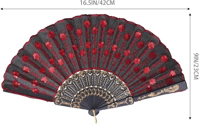 QIRMIZI 30 Pack Fabric Folding Handheld Fans, Perfect for Weddings, Parties, and Dancing,Red