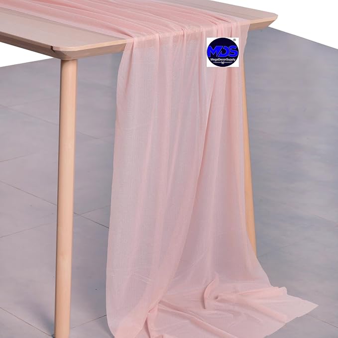 MDS Halloween Chiffon Table Runner - 12 Pack, 29 x 170 Inches, 14ft Each - Sheer Spooky Table Runners for Haunted House Parties, Trick-or-Treat Tables, Witchy Décor, Wedding & Events - Dusty Rose
