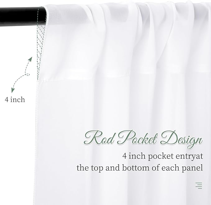 4 Panels White Wedding Ceiling Drapes 5ftx40ft Ceiling Drapes Chiffon Fabric Arch Draping Sheer Curtains Soft Drapery Draping Wedding Ceiling Decorations for Party Ceremony Stage Swag