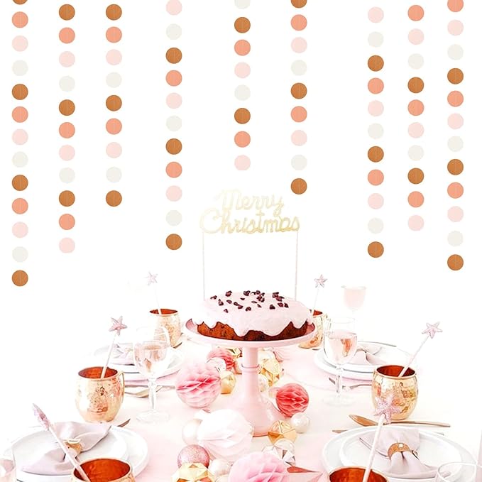 Pink-Brown Peach Party-Decorations Streamers Garland - 52ft Boho Fall Groovy Hanging Paper Banner,Baby Bridal Shower Wedding Autumn Neutral Birthday Room Home Thanksgiving Day Halloween Decor Hugfond