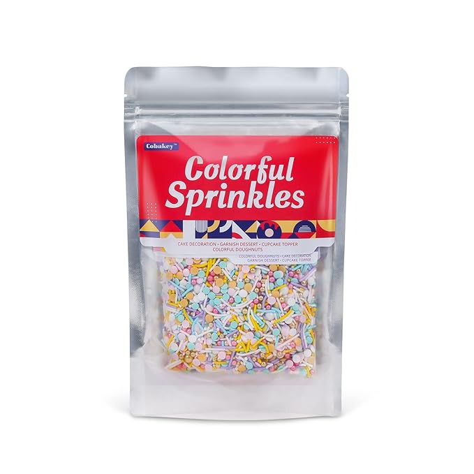 Rainbow Sprinkles for Cake Decorating 7ounce Cake sprinkles for Cupcakes Topper, Cookie Candy Decorations - Metallic Gold Sprinkles Sugar Pearls, Jimmies for Birthday wedding Celebrations Party