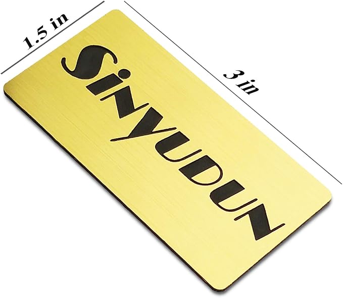 SINYUDUN Custom Engraved Name Tag Badges for Business, Personalized Identification with Pin, Magnetic, Adhesive, or Blank Backing, 1.5"x3", Black Text