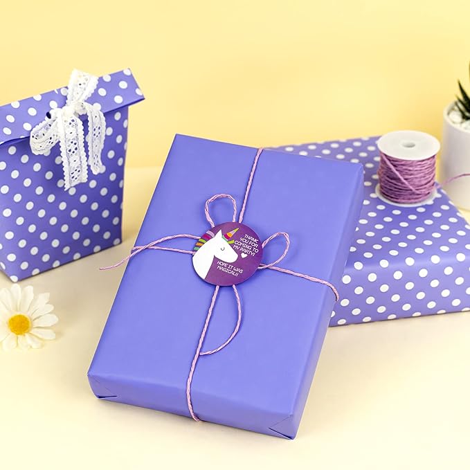 WRAPAHOLIC Reversible Wrapping Paper - Mini Roll - 17 Inch X 33 Feet - Light Purple and Polka Dot Design for Birthday, Holiday, Wedding, Baby Shower
