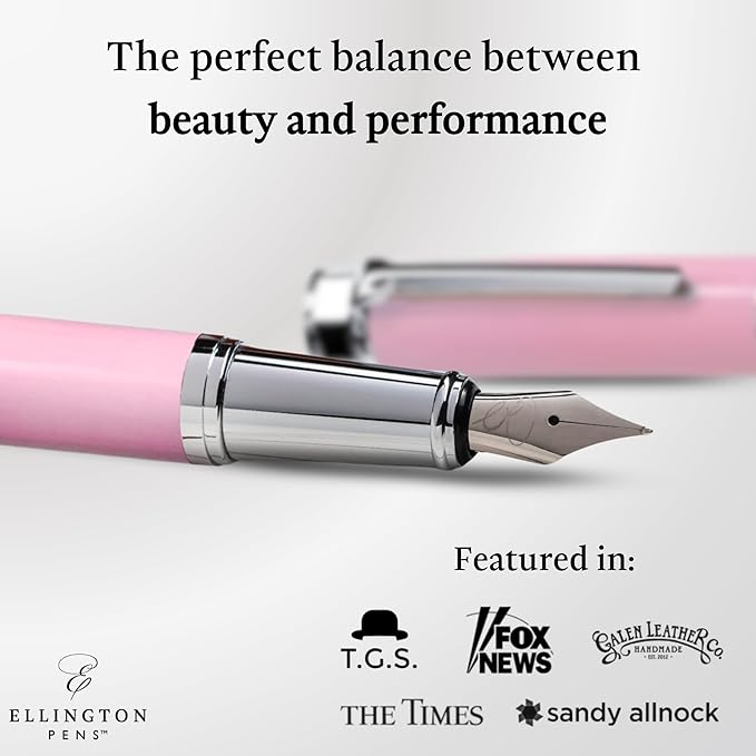 Ellington Pens Luxury Fountain Pen Set- Fountain Pens for Writing - Smooth Extra Fine Nib - Includes Refillable Ink Converter, 3 Ink Cartridges [Black & Blue], Gift Box - Elegant Calligraphy