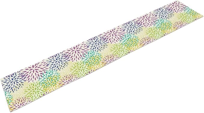 Purple Flowers Table Runner, Chrysanthemum Dahlia Vintage Modern Colorful Spring Summer Elegant Table Runner for Party Kitchen Dining Living Room Laundry Room Decor, 13x36 Inch