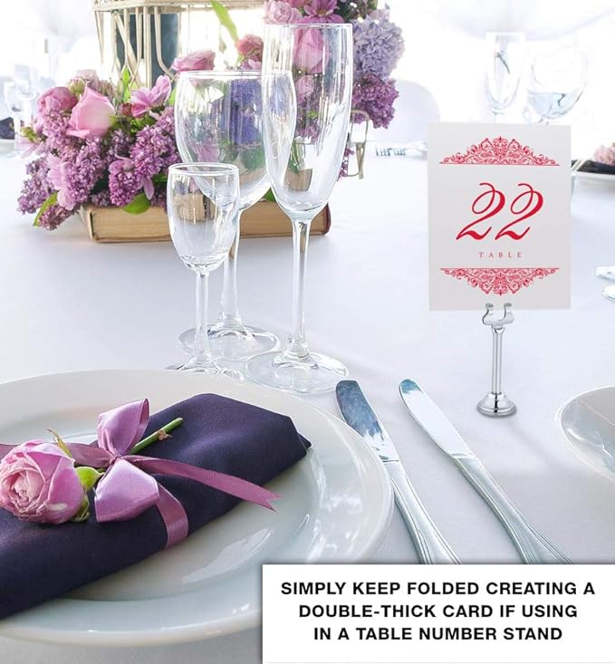 Paisley Wedding Table Numbers (Select Color/Quantity), Champagne, Ruby Red, 1-40, Double Sided, Tent or Use in a Stand, Great for Parties & Restaurants - Made in the USA