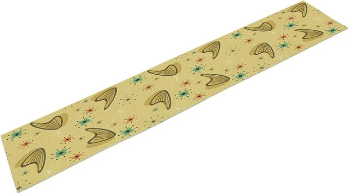 Mid Century Table Runner, Modern Atomic Pattern Absctract Geometric Retro 1950S 1960S Dinner Runner for Home Kitchen Dining Table Decoration, 13x36 Inch