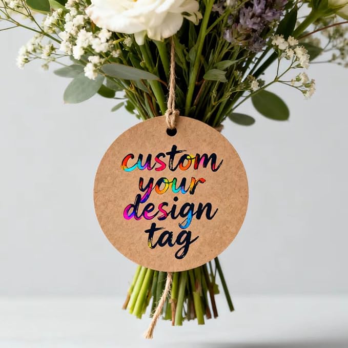 Custom Brown Kraft Paper Tags,Personalized Your Logo and Text Price Hang Tags for Clothes Gift Jewelry Handmade Business Wedding Birthday Favors