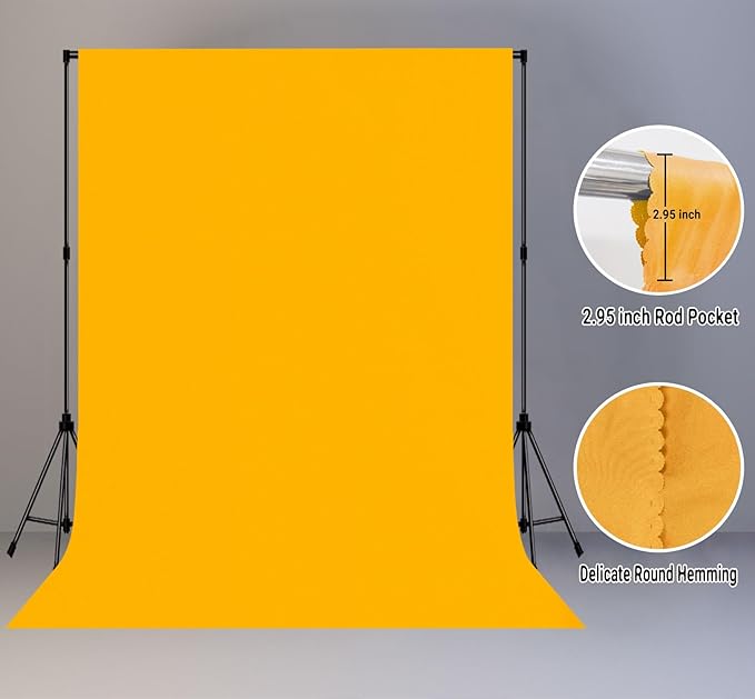 8x10FT Soft Pure Yellow Backdrop Screen Photo Backdrop Video Recording Curtain Party Decor Photography Studio Props