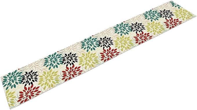 Abstract Red Dahlia Vintage Table Runner, Geometric Lines Mid Century Vintage Modern Colorful Table Runner for Party Kitchen Dining Living Room Laundry Room Decor, 13x70 Inch