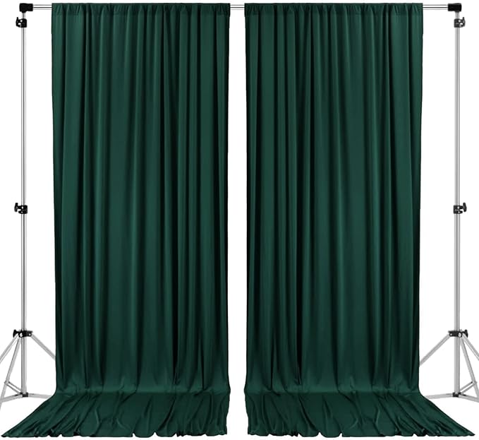 AK TRADING CO. 10 feet x 10 feet Black Polyester Backdrop Drapes Curtains Panels with Rod Pockets - Wedding Ceremony Party Home Window Decorations Hunter Green