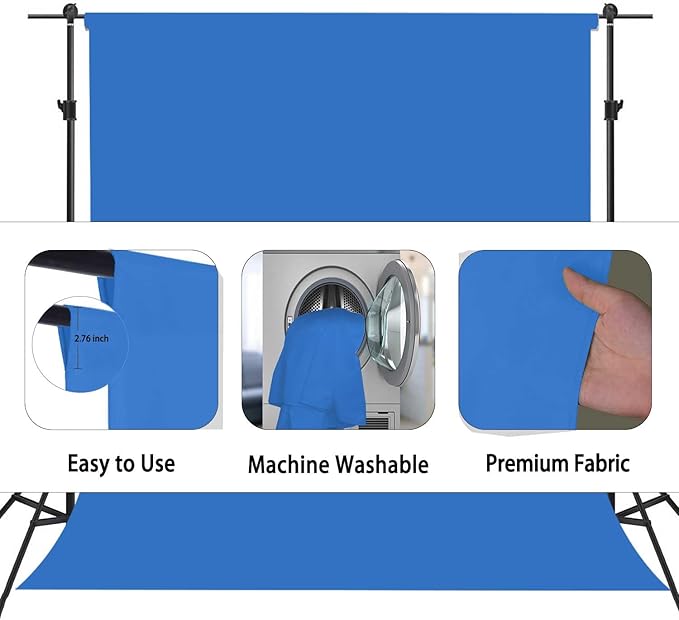 Royal Blue Backdrop, Photo Booth Portrait Photography Backdrops, Studio Blue Screen Backdrop for Photoshoot Streaming Video Shooting, Photo Backdrop 6x9ft