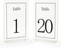Acrylic Table Numbers 1-20 with Stand, Printed Black Font on 4x6 inch Acrylic, Clear Table Number Signs and Holders, Centerpiece for Events, Weddings, Reception, Party, Anniversary, and Decoration