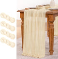 MLMW 4 Pack Beige Table Runner Cheesecloth Boho Gauze Rustic Cheese Cloth Table Runner 160 inch Sheer 13.3ft for Thanksgiving Wedding Party Baby Bridal Shower Birthday