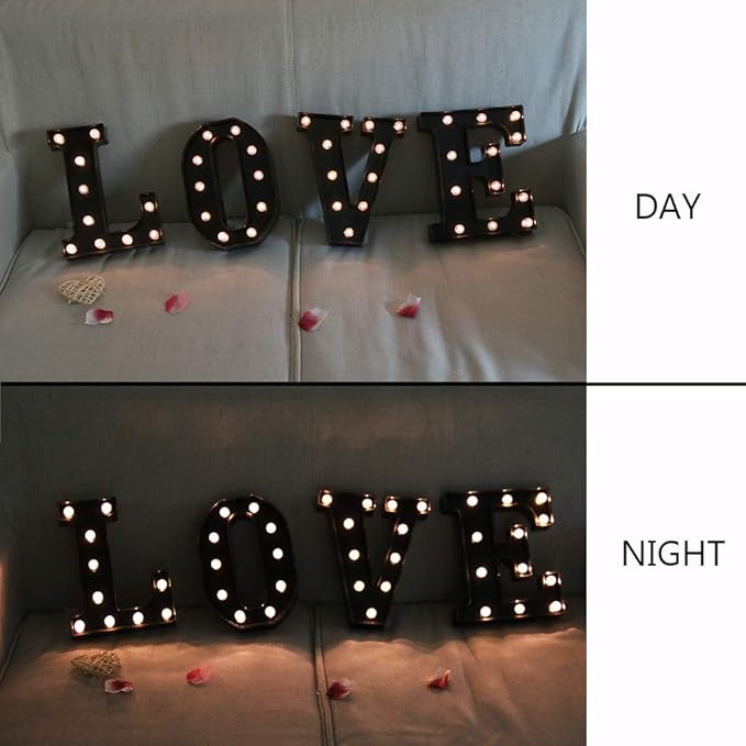Light Up Black Alphabet Marquee Letters Sign LED Marquee Number Lights Sign for Night Light Home Bar Christmas Lamp Birthday Party Wedding Decoration W